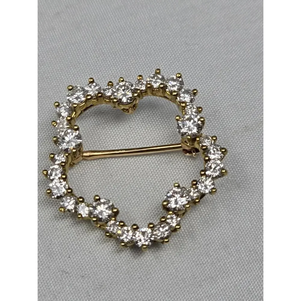 Vtg Kurt Wayne 18k Gold 1.74ctw Master Diamond Brooch Pin - Picture 6 of 9